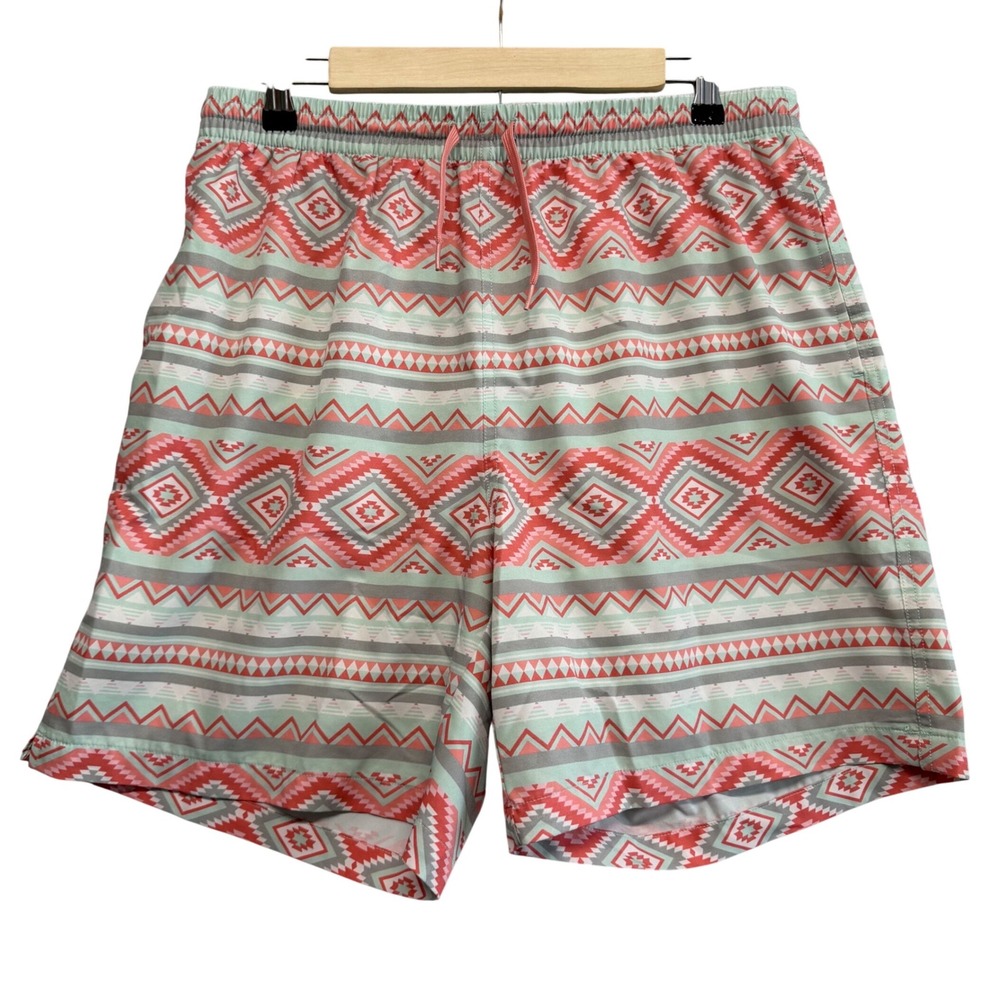 Burlebo Swim Trunks Mens XL Southwestern Geometric Stretch Beach Drawstring